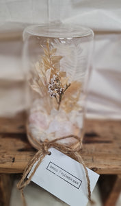 Dried Terrarium in neutrals with rose quartz.